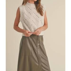 NEW MIOU MUSE knitted vest with curly threads in ecru